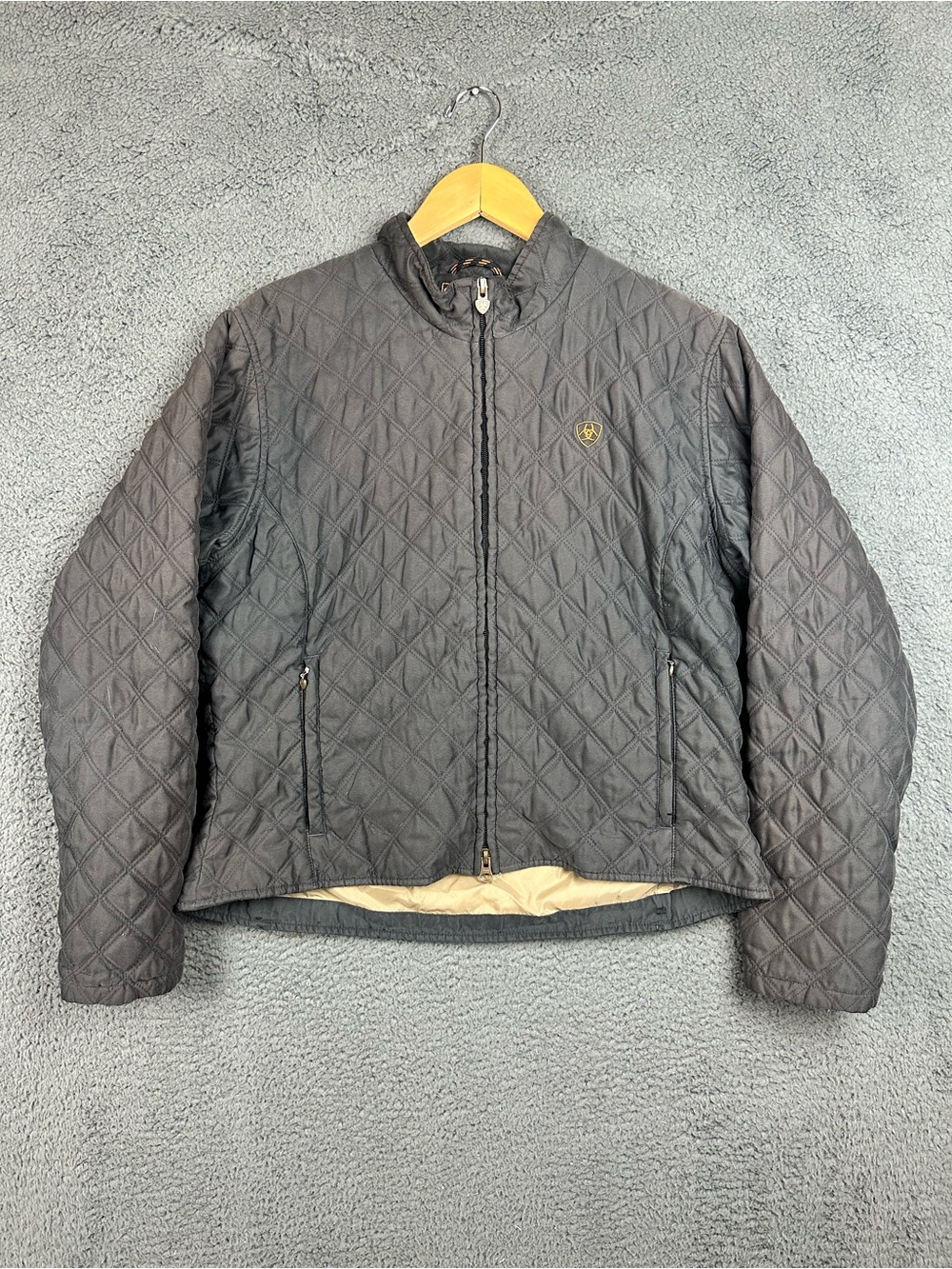 Ariat Women Black Diamond Quilted Full Zip Equestrian Jacket Coat Size Large